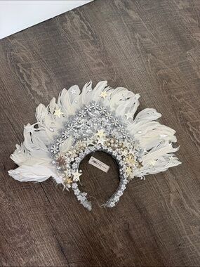 White Feather & Sequin Star Headband for Kids